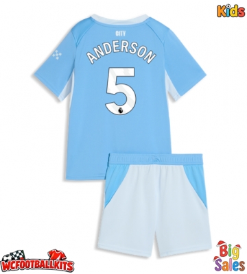 Manchester City Elliot Anderson #5 Replica Home Stadium Kit for Kids 2026-27 Short Sleeve (+ pants)